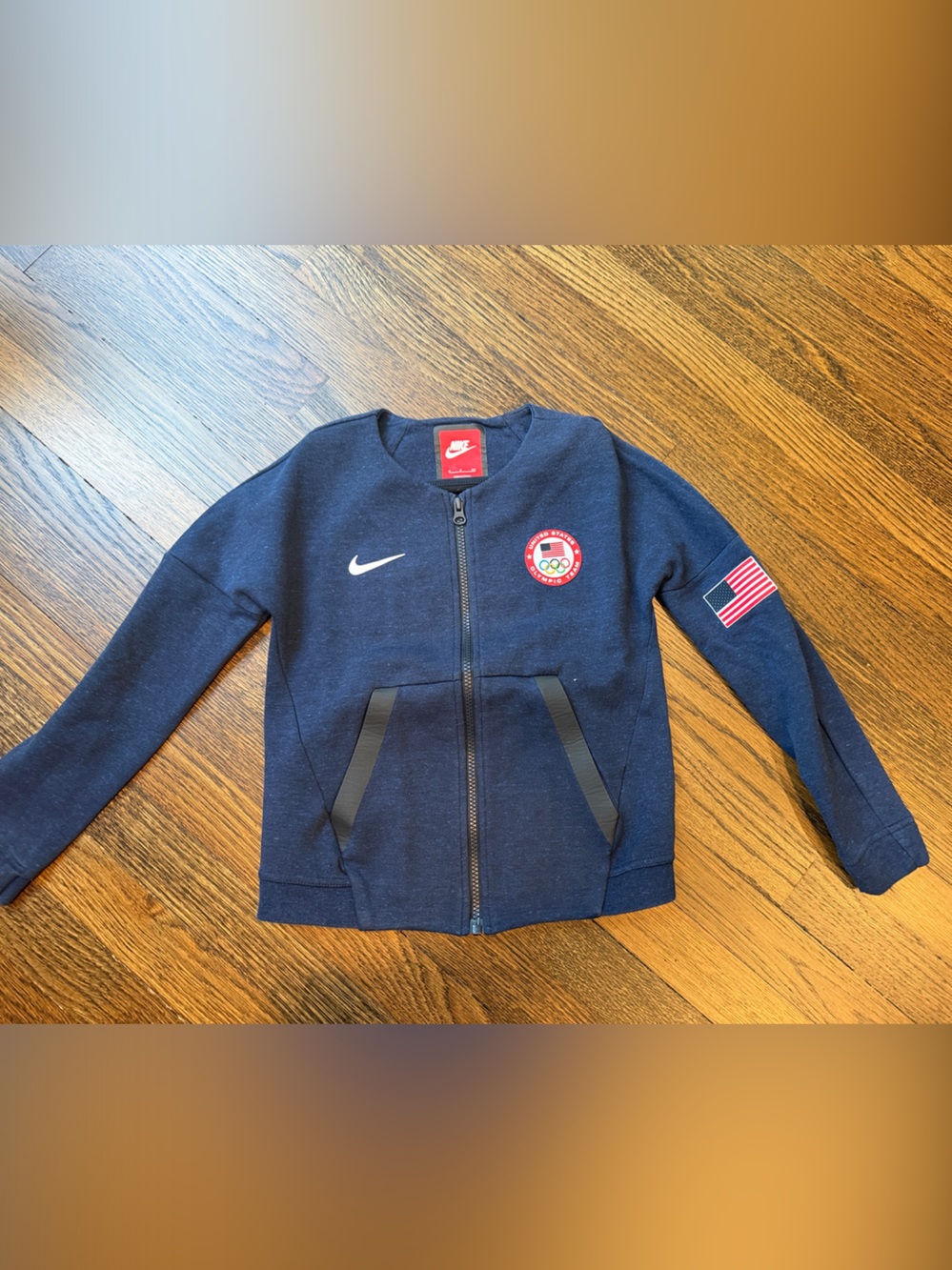 Nike Navy Full-Zip Jacket with USA & Olympic Patches